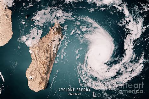 Cyclone Freddy 2023 Cloud Map Madagascar 3D Render Neutral Digital Art by Frank Ramspott - Fine ...