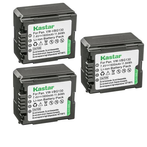 Kastar 3 Pack VW VBG130 Battery Replacement For Panasonic HDC TM300