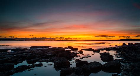 Wallpaper Pemandangan Matahari Terbenam Laut Teluk Pantai