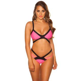 Sexy Träger Bikini in Bandage Look Pink