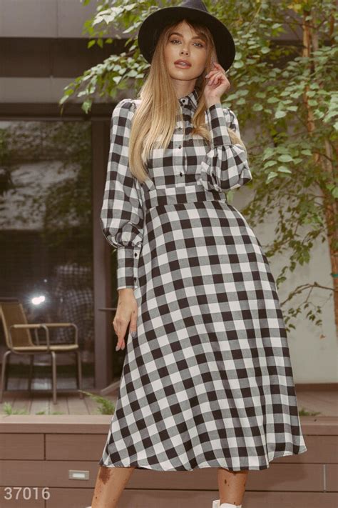 Фланелевое платье в рубашечном стиле (арт. 37016) ♡ интернет-магазин Gepur