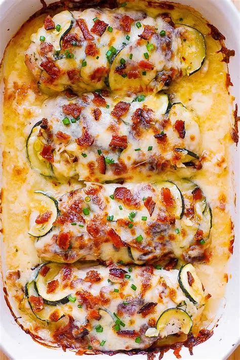 Chicken Zucchini Bake With Bacon Zuchinni Recipes Chicken Zucchini Bake Chicken Dishes Recipes