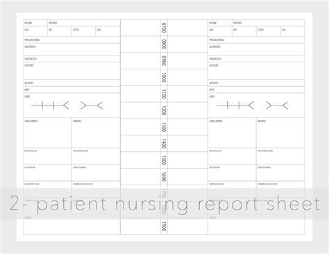 2 Patient Nursing Report Sheet - Etsy Canada