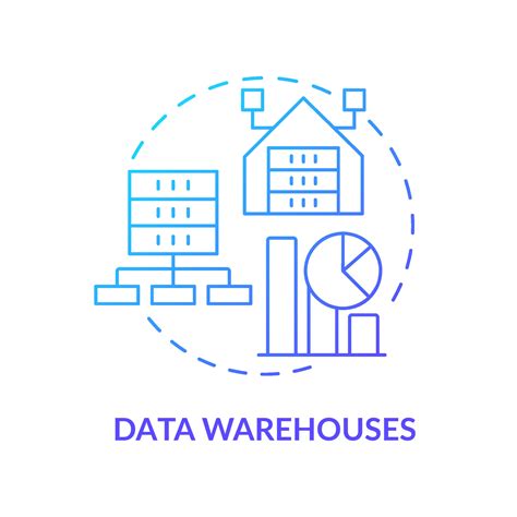 Data warehouses blue gradient concept icon. Information systems major
