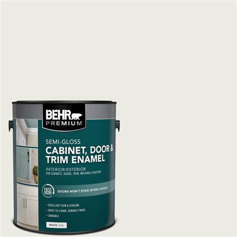 Behr Premium 1 Gal Ppu24 14 White Moderne Semi Gloss Enamel Interior