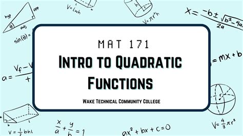 Mat 171 Notes On Intro To Quadratic Functions Youtube