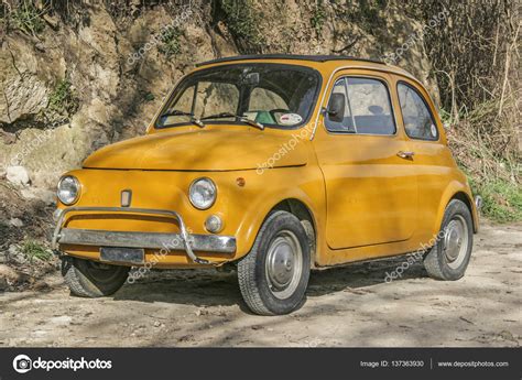 Yellow Classic Car With Italian Flair Stock Editorial Photo