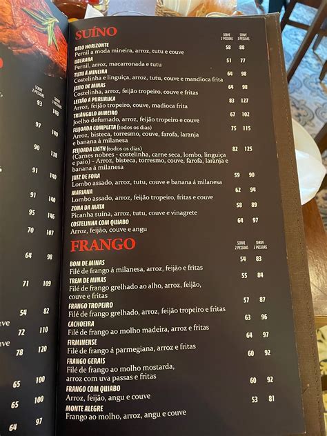 Menu em Cultura de Minas Restaurante São Paulo