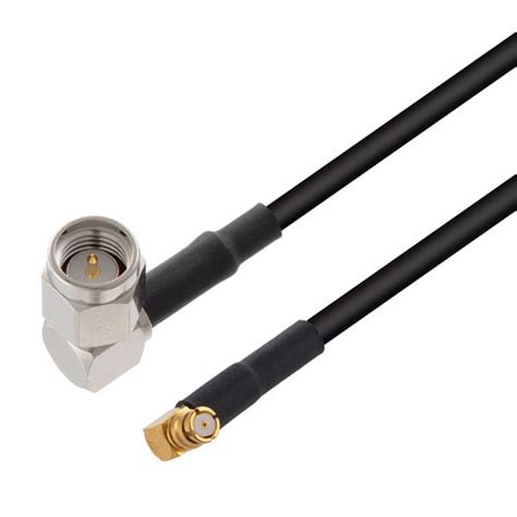 Low Loss RA SMA Male To RA Push On SMP Female Cable LMR 100 Coax In 24 Inch