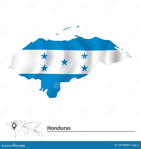 Karte Von Honduras Mit Flagge Vektor Abbildung Illustration Von