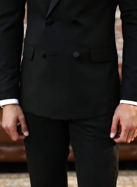 Prince George Slim Fit All Black Double Breasted Two Piece Mens Tuxedo