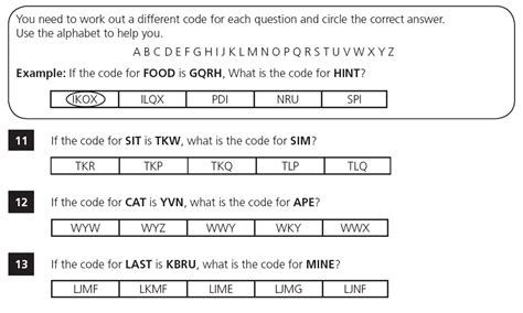 Verbal Reasoning Codes Practice Paper Piacademy