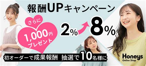 【honeys】期間限定！報酬up（4倍）×初オーダーキャンペーン！ アフィリエイトのlinkshare Japan