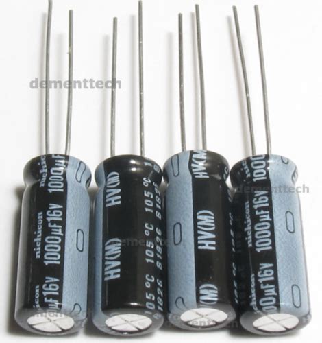 4x Nichicon Hv 1000uf 16v Radial 105c Capacitors 8mm Caps 8x20 Low Esr Impedance Ebay