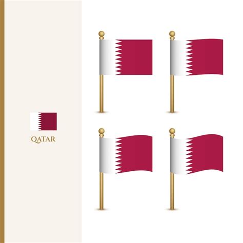 Zwaaiende Vlaggen Van Qatar 3D Vector Illustratie Vlag Van Qatar