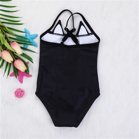 Черное бикини с объемным рисунком кота для мамы и дочки, монокини ...