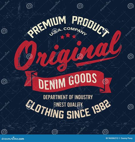 Typography Vintage Denim Brand Logo Print For T Shirt Retro