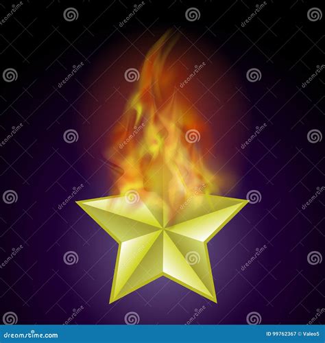 Vector Burning Star With Fire Flame Stock Vector Illustration Of