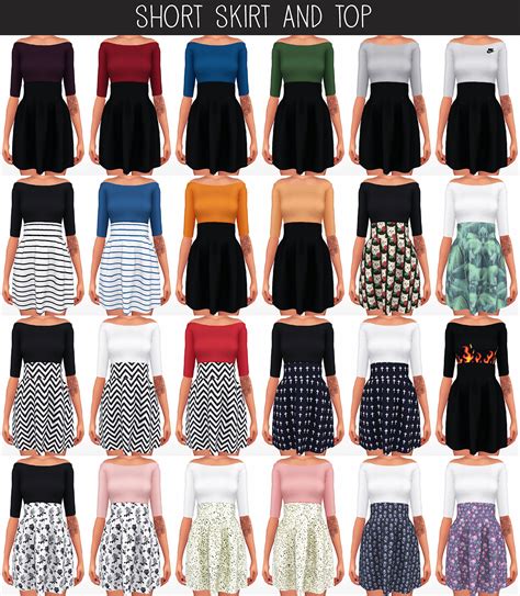 Sims 4 Ccs The Best Short Skirt And Top By Elliesimple Images And