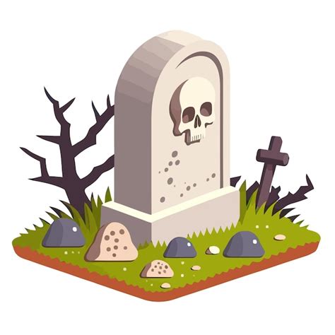 Premium Vector Rip Gravestone Halloween Tombstone Grave Headstone Graveyard With Mushroom