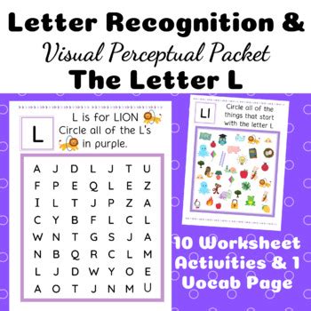 Letter Recognition Visual Scanning Packet THE LETTER L By Creatively OT