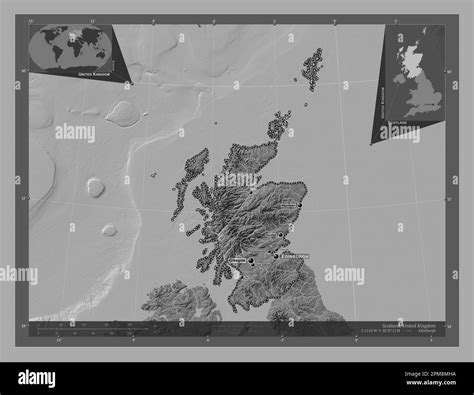 Scotland Region Of United Kingdom Bilevel Elevation Map With Lakes