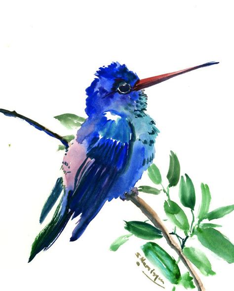 Hummingbird Artwork Bird Art Minimalist One Of A Kind Original