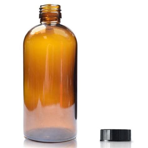 250ml Amber Glass Boston Bottle With Screw Cap Ampulla Ltd