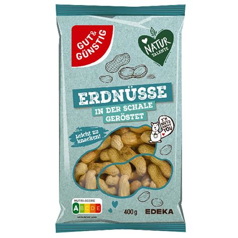 Gut und Günstig Erdnüsse mit Schale 400g Ganze Erdnüsse geröstet in