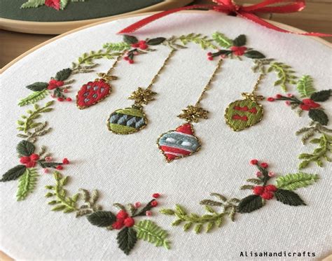 Christmas Wreath Embroidery Full Kit For Beginner DIY Craft Etsy