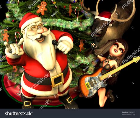 3d Rendering Santa Claus Heavy Metal Stock Illustration 91428635