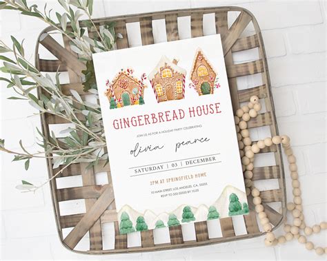 Gingerbread House Party Invitation Printable Christmas Party - Etsy