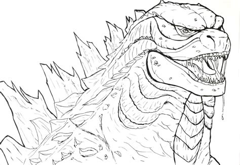 Coloring Page Godzilla Detailed Drawing Print Free Coloring Home