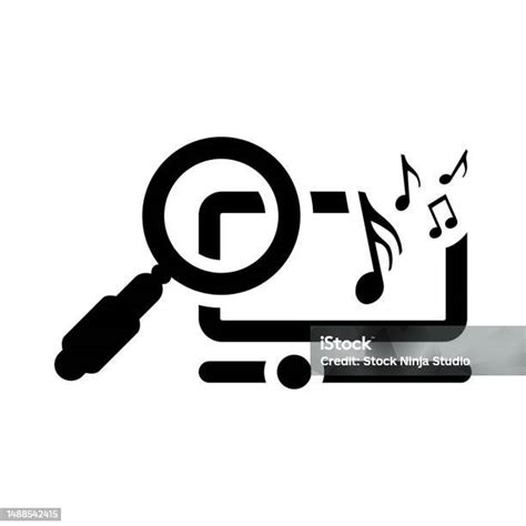 pencarian musik ikon hitam datar isolat  ilustrasi vektor latar
