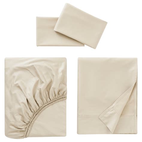 NATTJASMIN sheet set, light beige, Queen - IKEA US