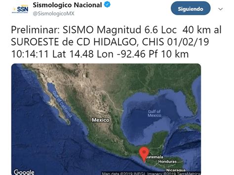 Se Registró Un Sismo De Intensidad 6 5 En Ciudad Hidalgo Chiapas Infobae