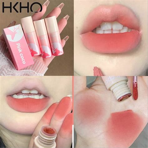 HKHO Pink Deer Rose Nude Color Lip Mud Matte Velvet Not Fade Lip Glaze