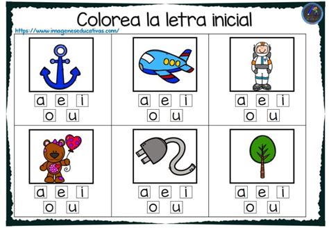 Fichas Pinta La Letra Inicial Las Vocales Imagenes Educativas