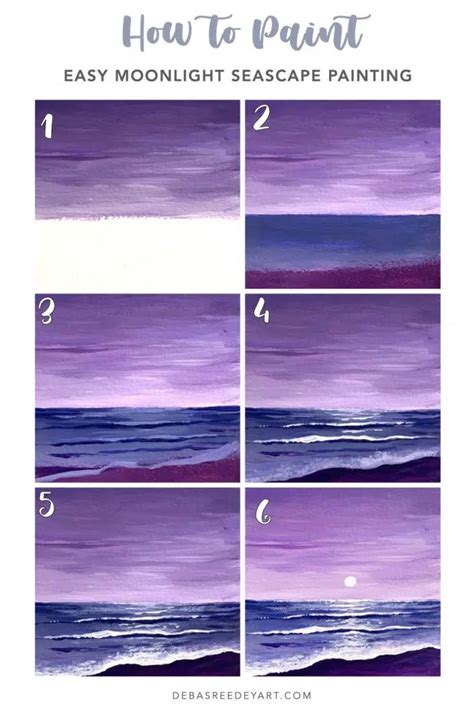 Moonlight Seascape Painting EASY Acrylic Painting For Beginners