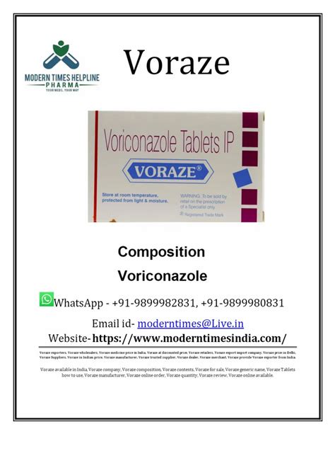 Voriconazole Voraze 200 Mg Tablet 4 Tablets Treatment Fungal