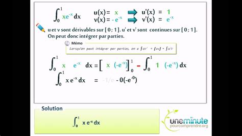 Int Gration Par Parties Une Minute Pour Comprendre Ts Youtube