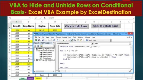 Vba To Hide And Unhide Rows On Conditional Basis Excel Vba Example By