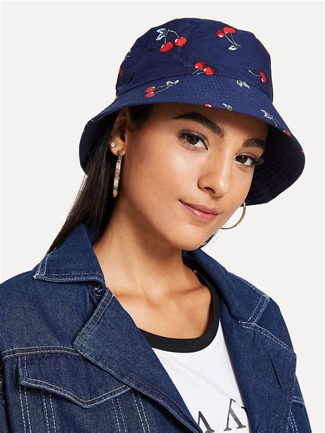 Cherry Print Bucket Hat Fashion Outfits With Hats Womens Fashion