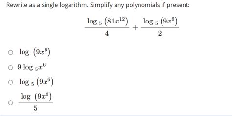 Solved Rewrite As A Single Logarithm Simplify Any Chegg