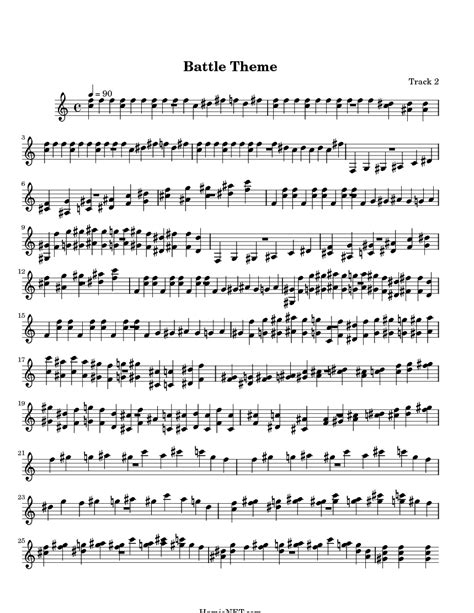 Battle Theme Sheet Music Battle Theme Score •