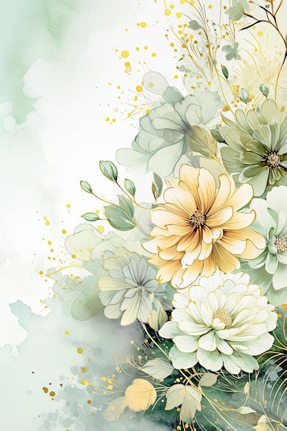 Premium Ai Image Watercolor Sage Green Floral Digital Papers Sage