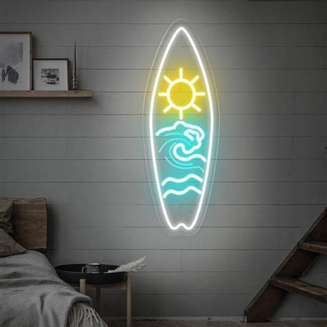 Surfboard Led Neon Sign Gifts For Surfers Surf Wall Art Decor Hawaii