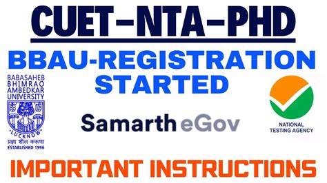 Cuet Nta Phd Bbau Registration Imp Instruction Ii Apply Now Youtube