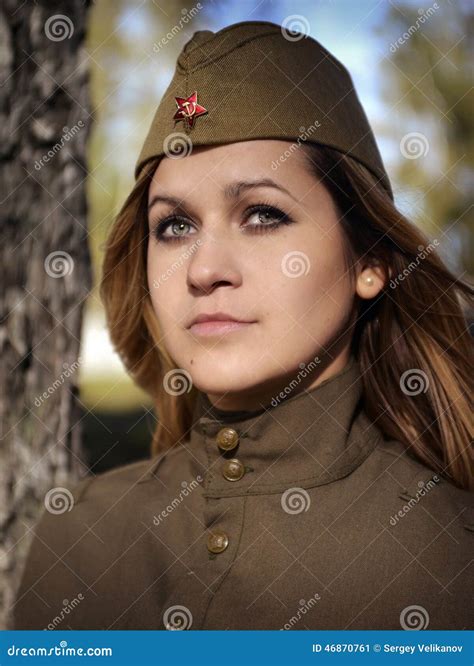 Girl In The Uniform Of The Red Army Stock Image Image Of People