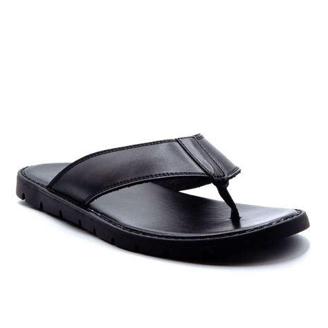 New Men S 69213 Leather Slip On Flip Flops Peasant Toe Slides Dress